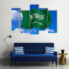 Saudi Arabian flag and Fabric texture Multi Panel Canvas Wall Art