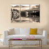 In Swaziland the Mlilwane wildlife sanctuary and his lake near tree and fog Multi Panel Canvas Wall Art