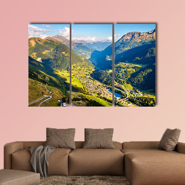 View of Airolo village from the Gotthard Pass, Switzerland wall art