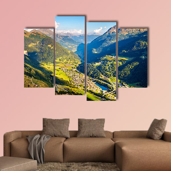 View of Airolo village from the Gotthard Pass, Switzerland wall art