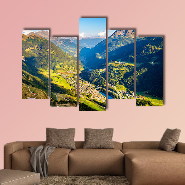 View of Airolo village from the Gotthard Pass, Switzerland wall art