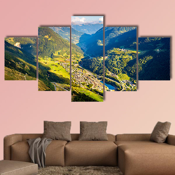 View of Airolo village from the Gotthard Pass, Switzerland wall art