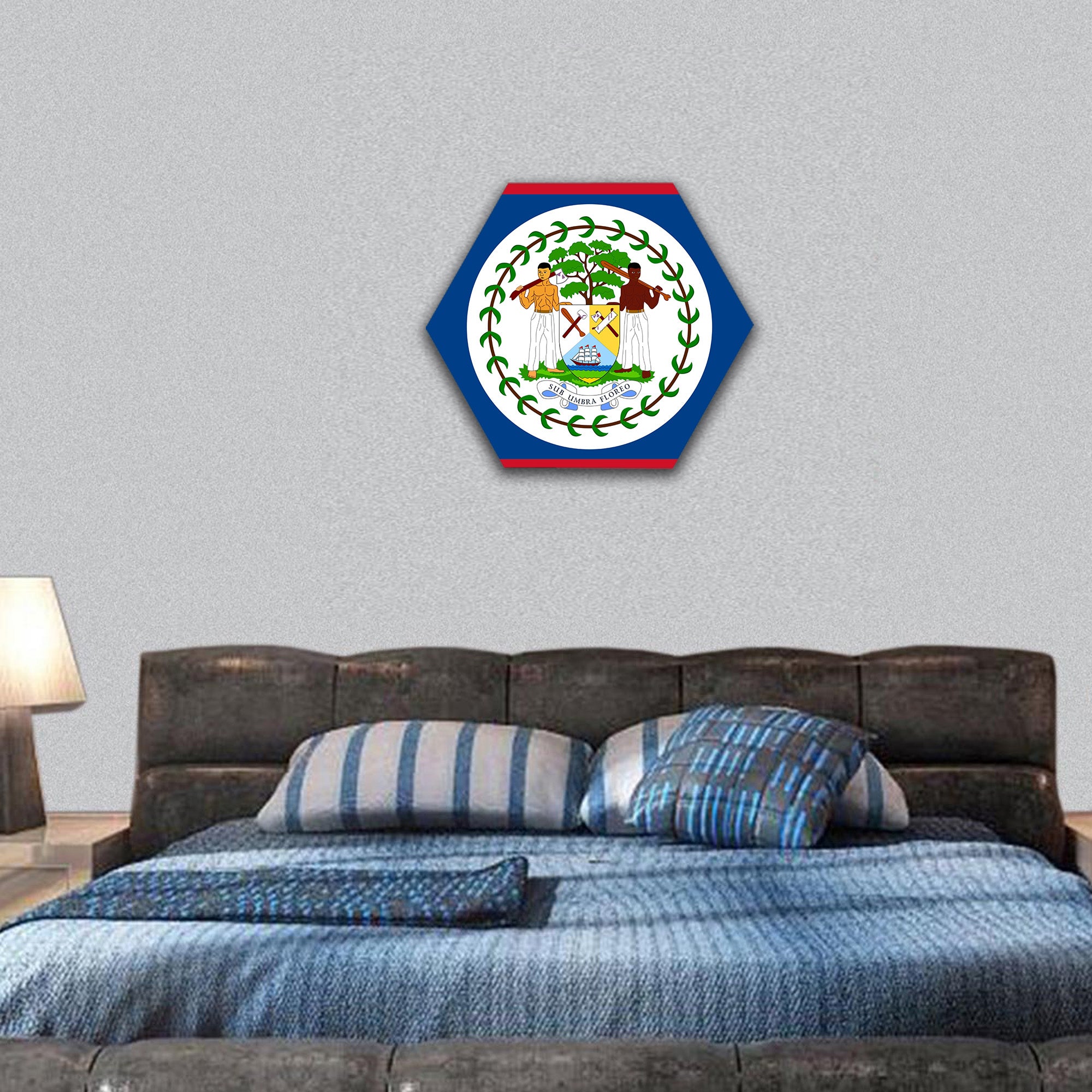Flag of Belize hexagonal canvas wall art