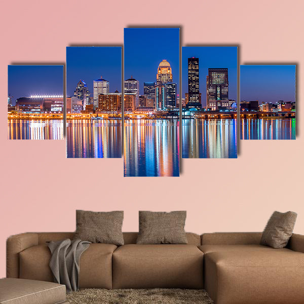 View of Skyline downtown Louisville in Kentucky USA Multi panel canvas wall art