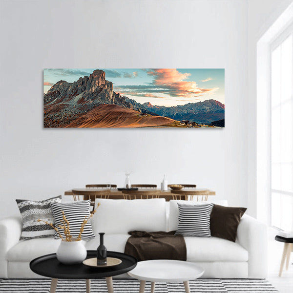 Giau pass Ra Gusela, Nuvolau peaks Dolomite Alps, Panoramic canvas Wall Art