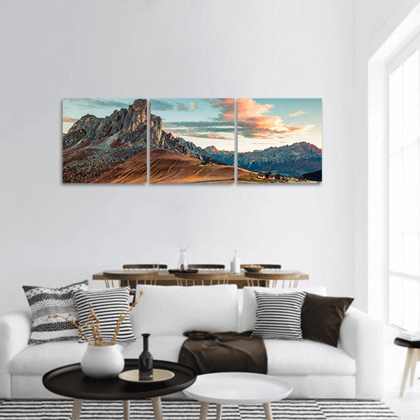 Giau pass Ra Gusela, Nuvolau peaks Dolomite Alps, Panoramic canvas Wall Art
