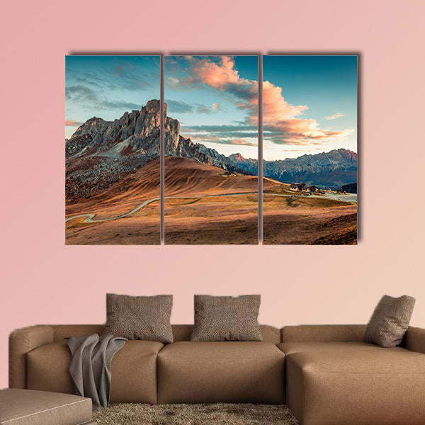 Fantastic morning view from the top of Giau  multi panel canvas wall art