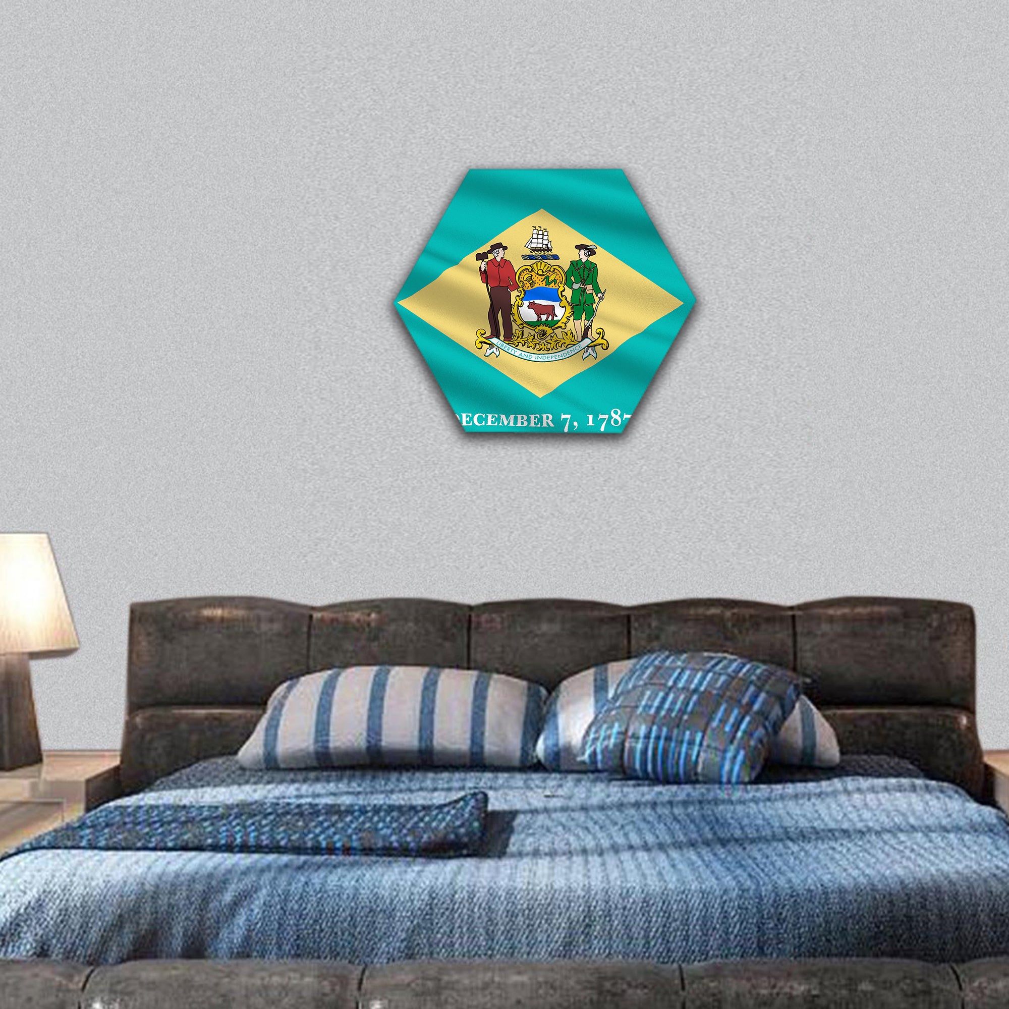 Flag of Delaware states of United States hexagonal canvas wall art