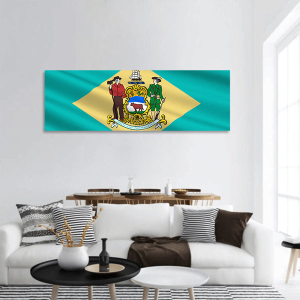 Flag of Delaware panoramic canvas wall art
