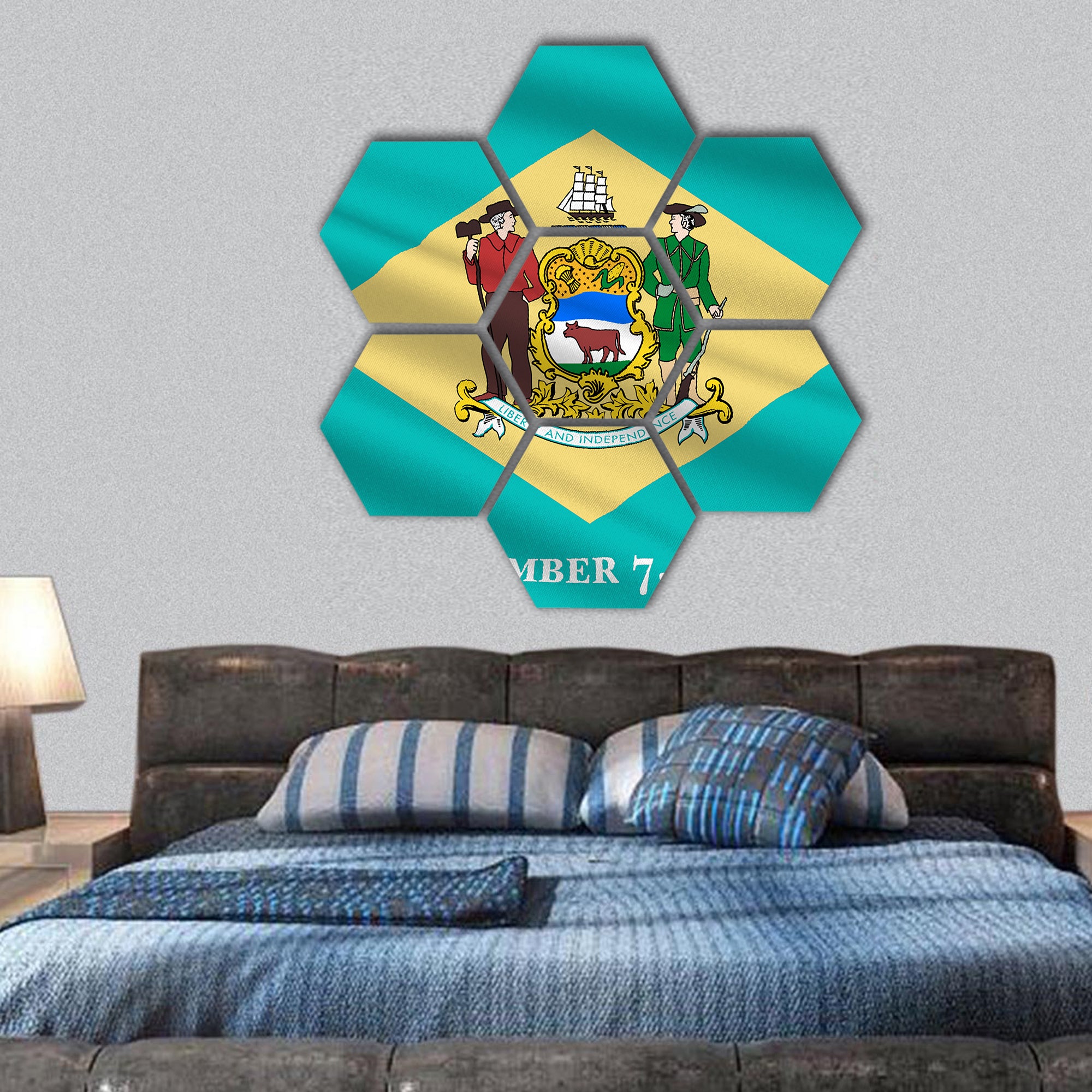 Flag of Delaware states of United States hexagonal canvas wall art