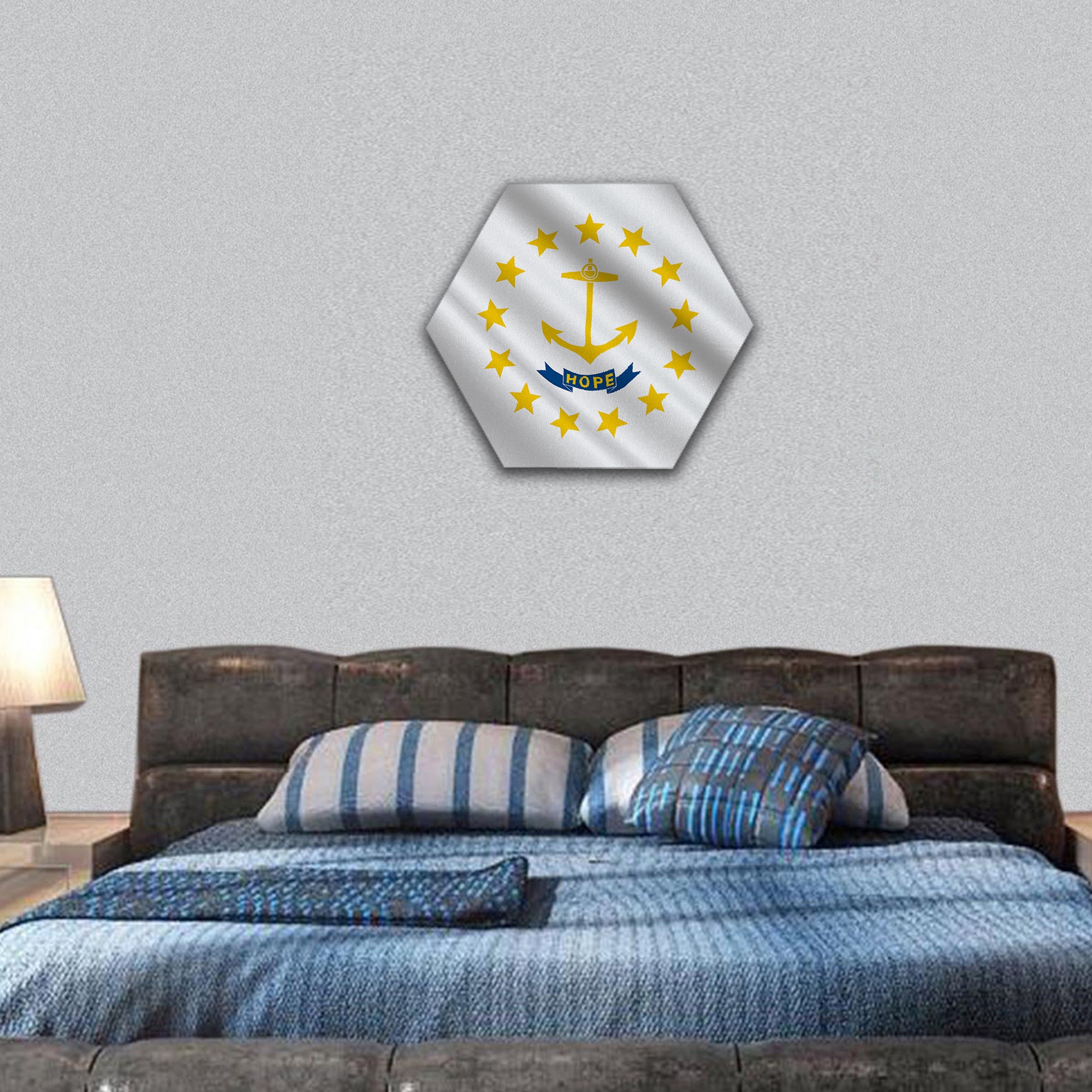 Flag of Rhode Island officially the State of Rhode Island hexagonal canvas wall art