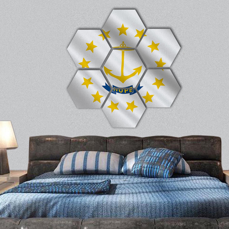 Flag of Rhode Island officially the State of Rhode Island hexagonal canvas wall art
