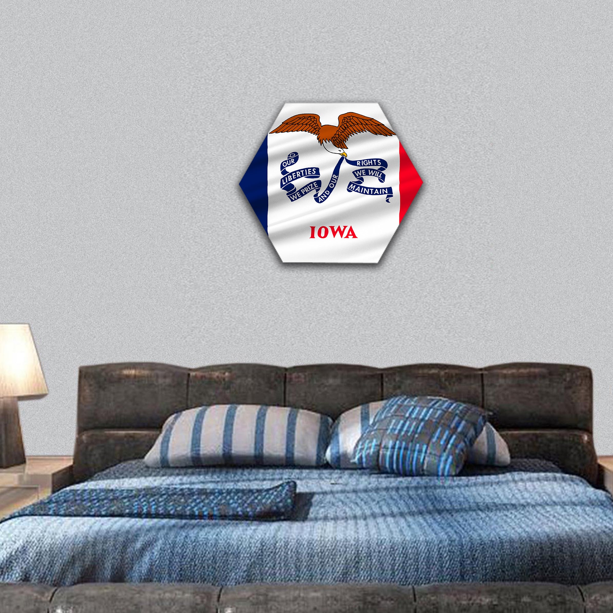 Flag of Iowa state of United States hexagonal canvas wall art