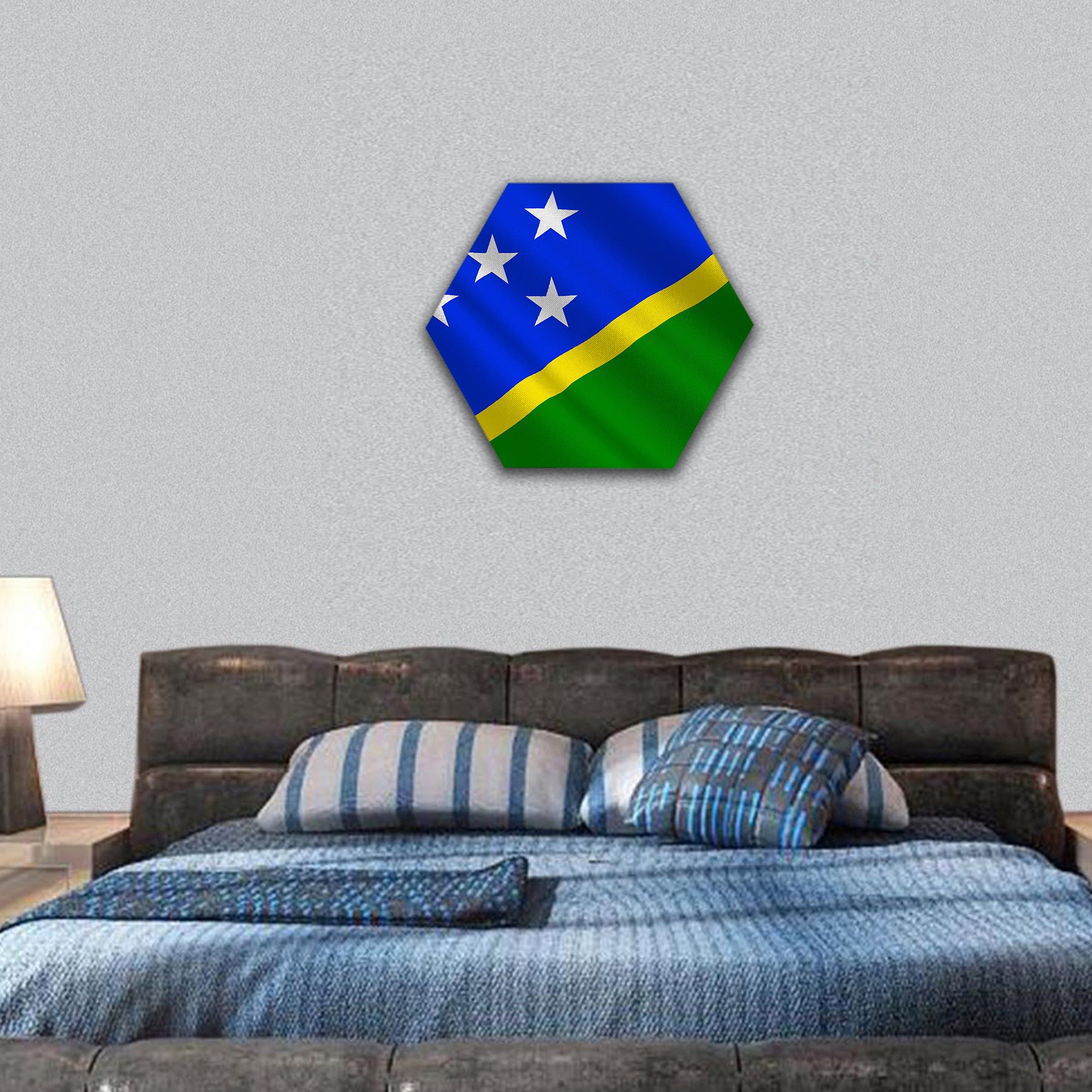 Flag of Solomon Islands, Honiara hexagonal canvas wall art