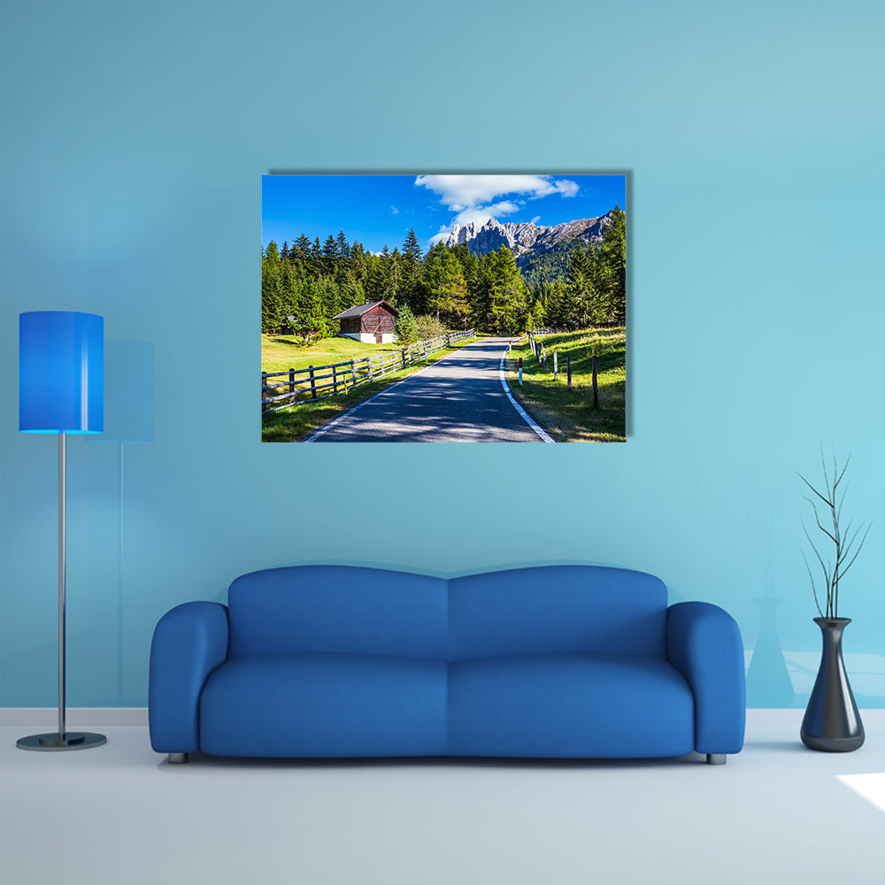 Asphalt road descends into the Val de Funes multi panel canvas wall art