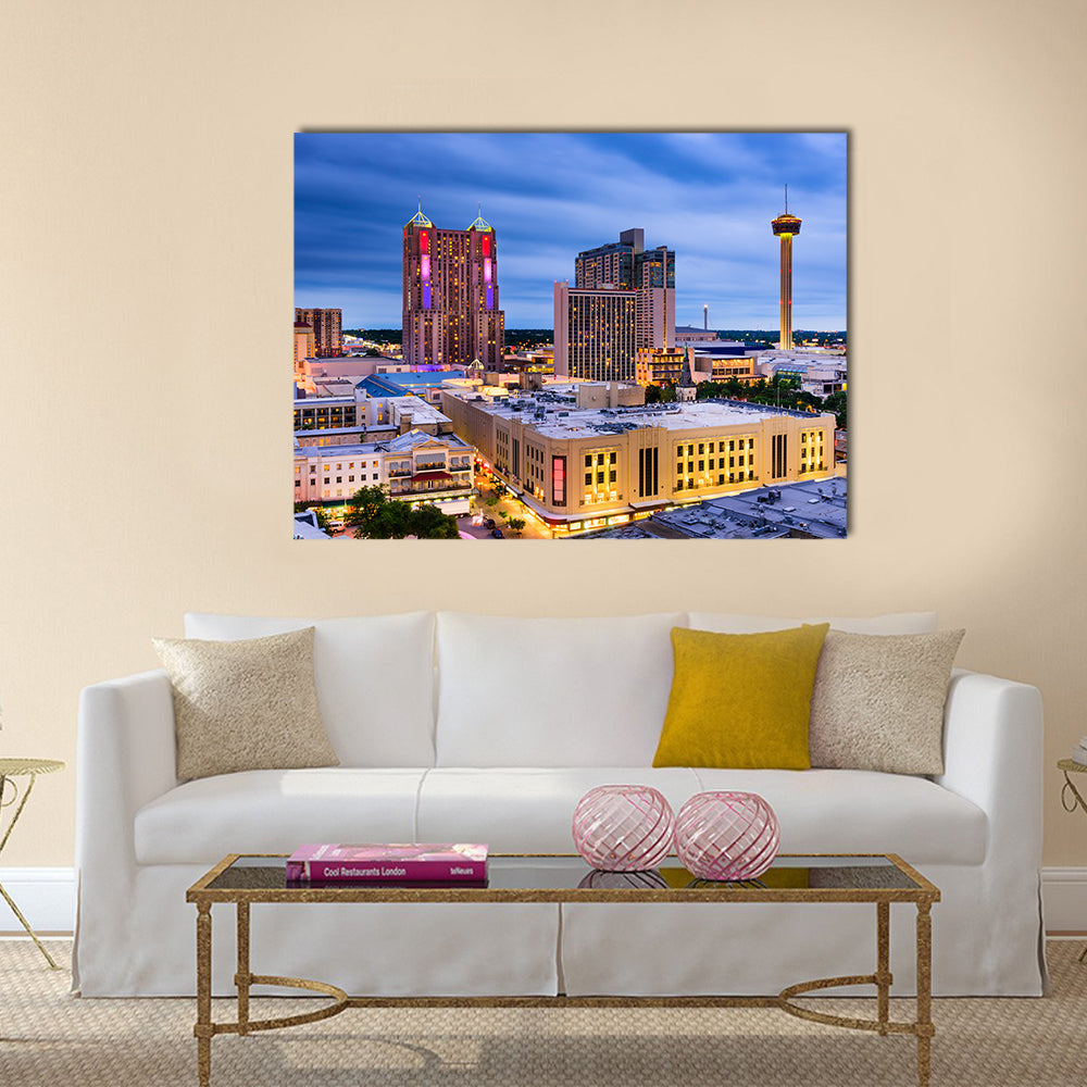 Beautiful view of San antonio, texas, us skyline Multi panel canvas wall art