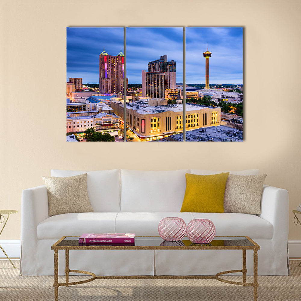 Beautiful view of San antonio, texas, us skyline Multi panel canvas wall art