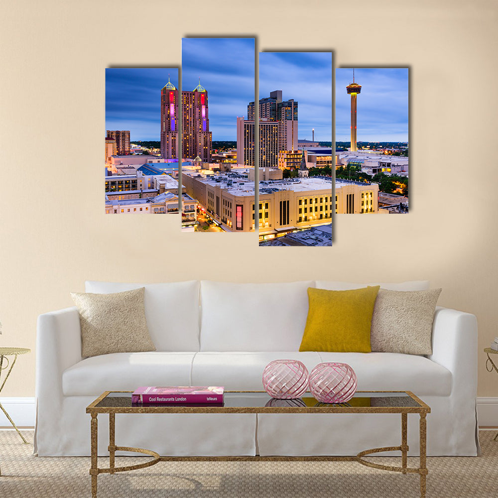 Beautiful view of San antonio, texas, us skyline Multi panel canvas wall art