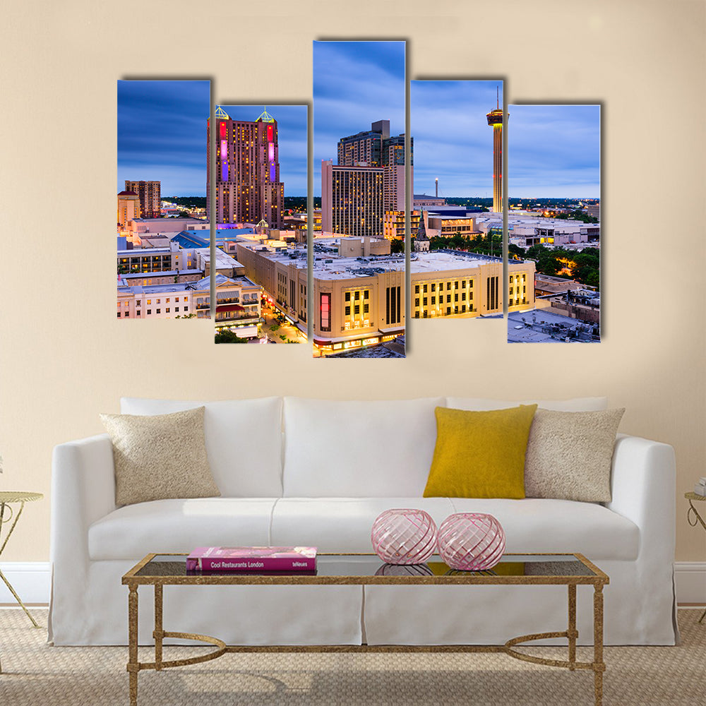 Beautiful view of San antonio, texas, us skyline Multi panel canvas wall art