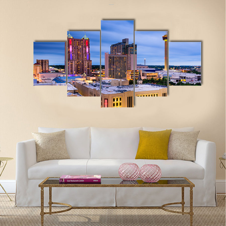 Beautiful view of San antonio, texas, us skyline Multi panel canvas wall art