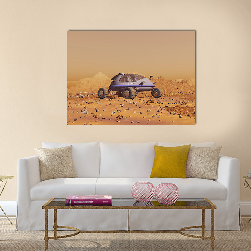 Human vehicle on Mars multi Panel Canvas Wall Art