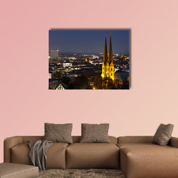 Bielefeld Germany cityscape in the evening multi panel canvas wall art