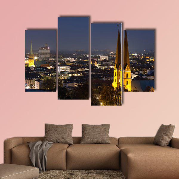 Bielefeld Germany cityscape in the evening multi panel canvas wall art