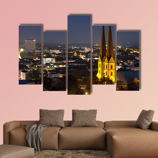 Bielefeld Germany cityscape in the evening multi panel canvas wall art