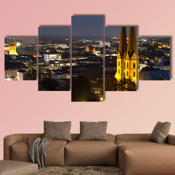 Bielefeld Germany cityscape in the evening multi panel canvas wall art
