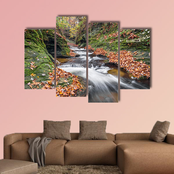 Water cascades down the Potholes, a series of rocky ledges wall art