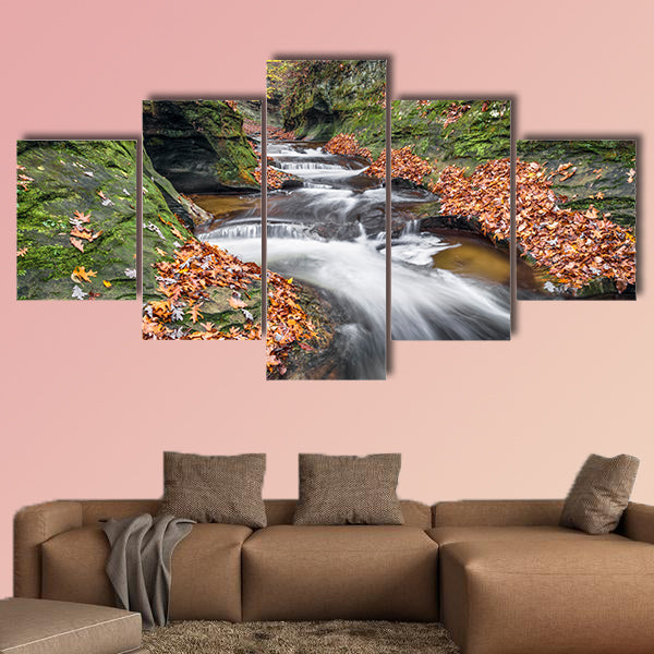 Water cascades down the Potholes, a series of rocky ledges wall art