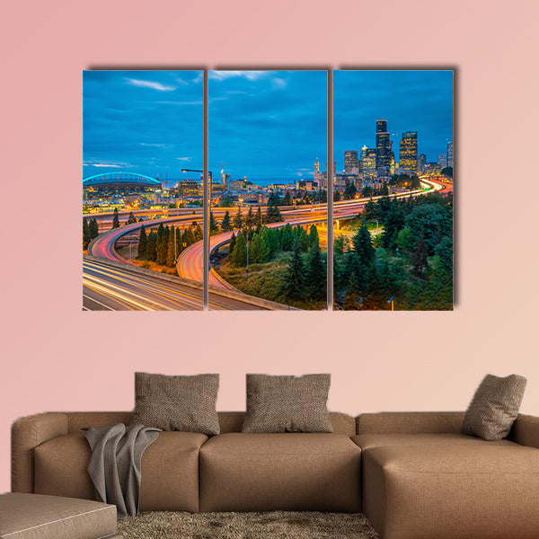 View of downtown Seattle skyline in Seattle Washington, canvas wall art