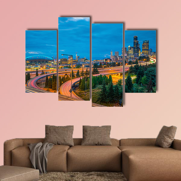 View of downtown Seattle skyline in Seattle Washington, canvas wall art