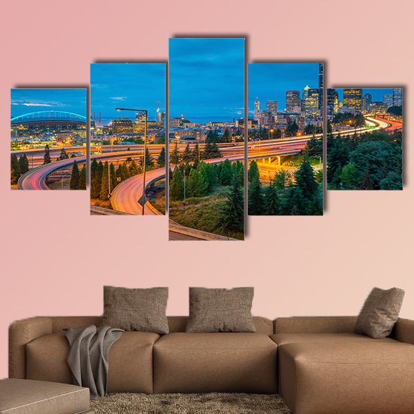 View of downtown Seattle skyline in Seattle Washington, canvas wall art