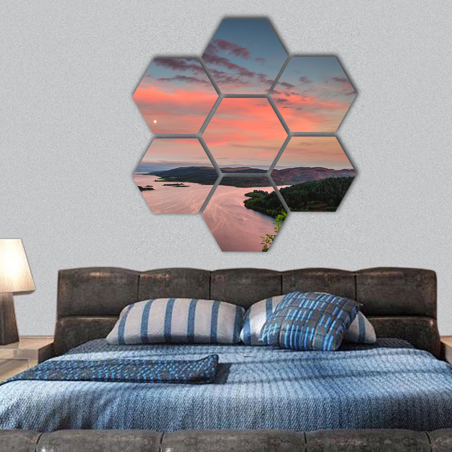 Kyles of Bute in Twilight, Argyll's Secret Coast, Firth of Clyde hexagonal canvas wall art