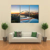 Nashville, Tennessee downtown skyline with Cumberland River in USA Multi panel canvas wall art