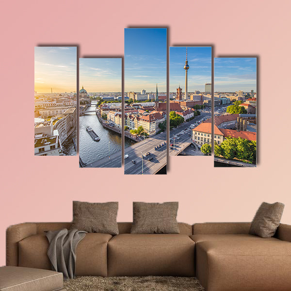 Aerial view of Berlin skyline with famous TV tower and Spree River wall art