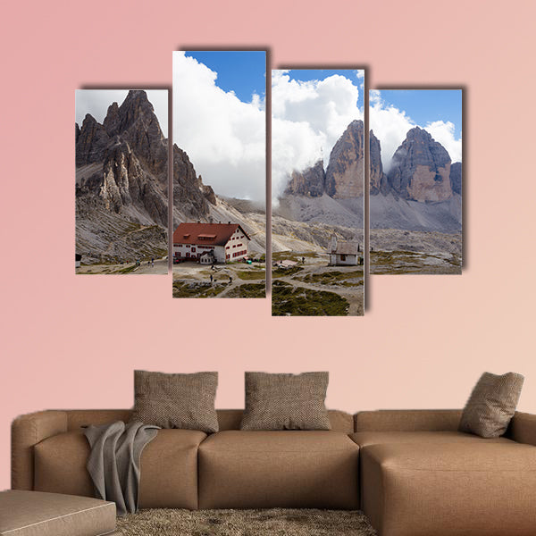 Refugio height at the Dolomites Mountain multi panel canvas wall art