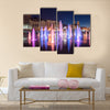 Musical fountain with colorful illumination at night multi panel canvas wall art