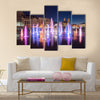 Musical fountain with colorful illumination at night multi panel canvas wall art