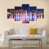 Musical fountain with colorful illumination at night multi panel canvas wall art