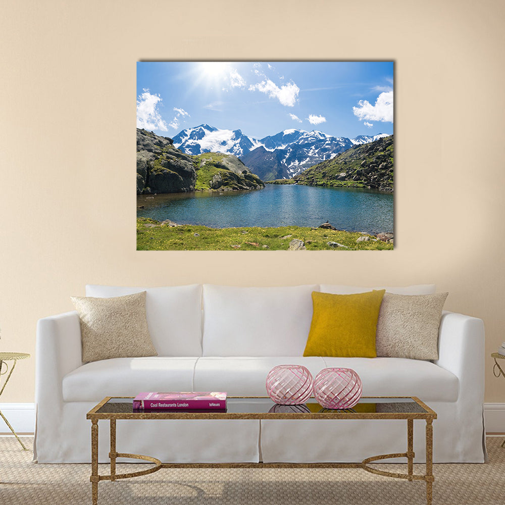 Summer view of Black Lake against the light multi panel canvas wall art