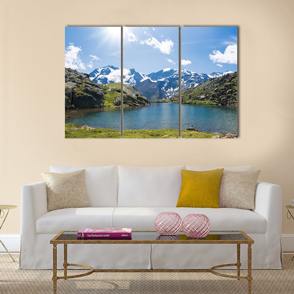Summer view of Black Lake against the light multi panel canvas wall art