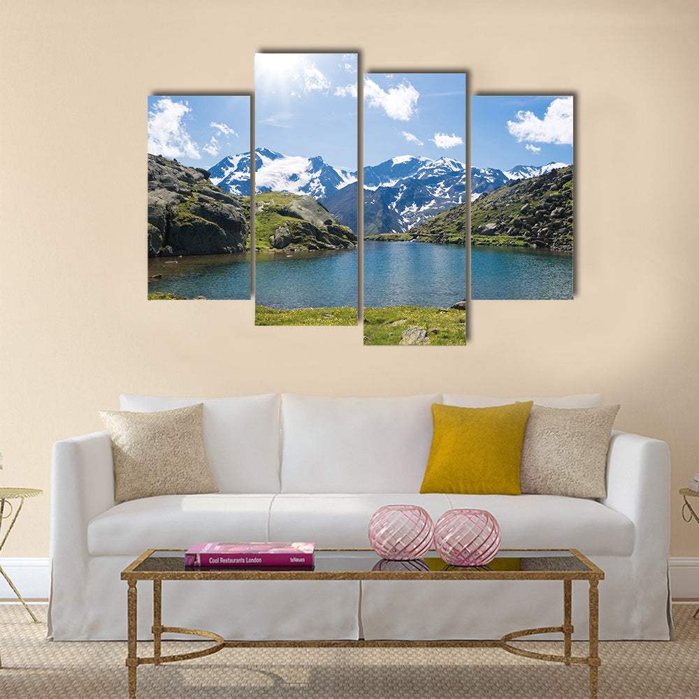 Summer view of Black Lake against the light multi panel canvas wall art