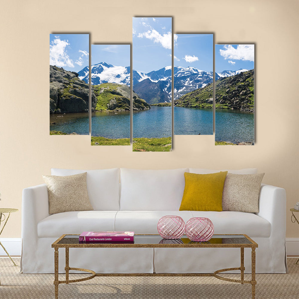 Summer view of Black Lake against the light multi panel canvas wall art