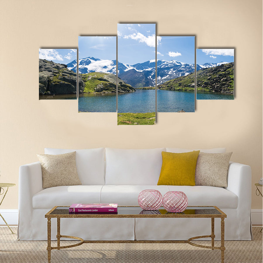 Summer view of Black Lake against the light multi panel canvas wall art