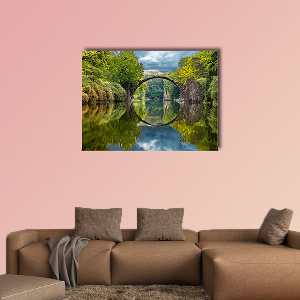 Autumn in the park Kromlau, Devil's Bridge multi panel canvas wall art