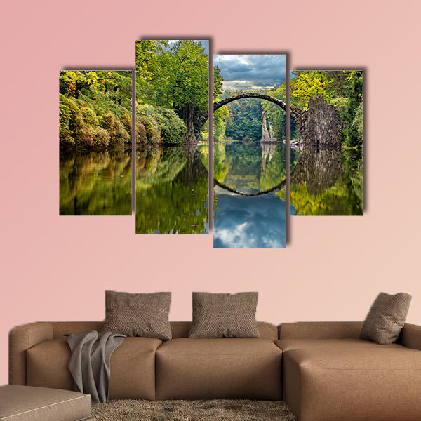 Autumn in the park Kromlau, Devil's Bridge multi panel canvas wall art