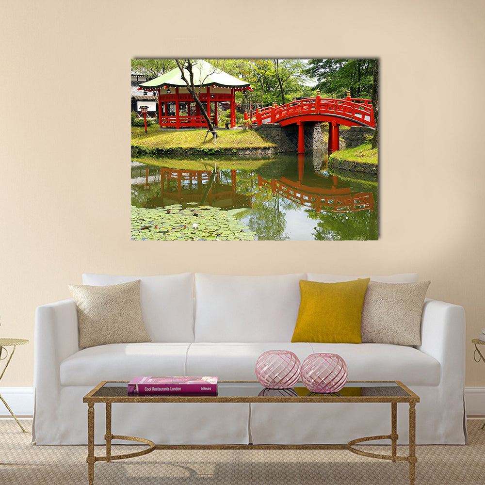 Pond in Village of Samurais. Japan, an island of Hokkaido Multi Panel Canvas Wall Art