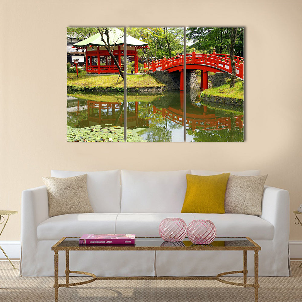 Pond in Village of Samurais. Japan, an island of Hokkaido Multi Panel Canvas Wall Art